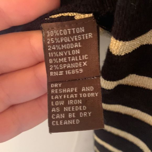 [J. McLaughlin] Black/Gold Striped Sweater - Size Small - Picture 4 of 5